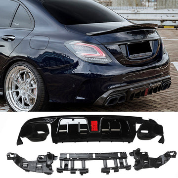 Rear Diffuser for 2015 2016 2017 2018 2019 2020 2021 Mercedes Benz W205 C-Class AMG C63 C63S C43 C43S Rear Bumper Lip Gloss Black